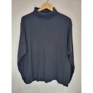 Vintage‎ Croft & Barrow Mens Black 100% Cotton Turtleneck Long Sleeve Shirt XL